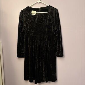 VTG 90s Janis San Francisco black crushed velvet empire waist long sleeve midi 6